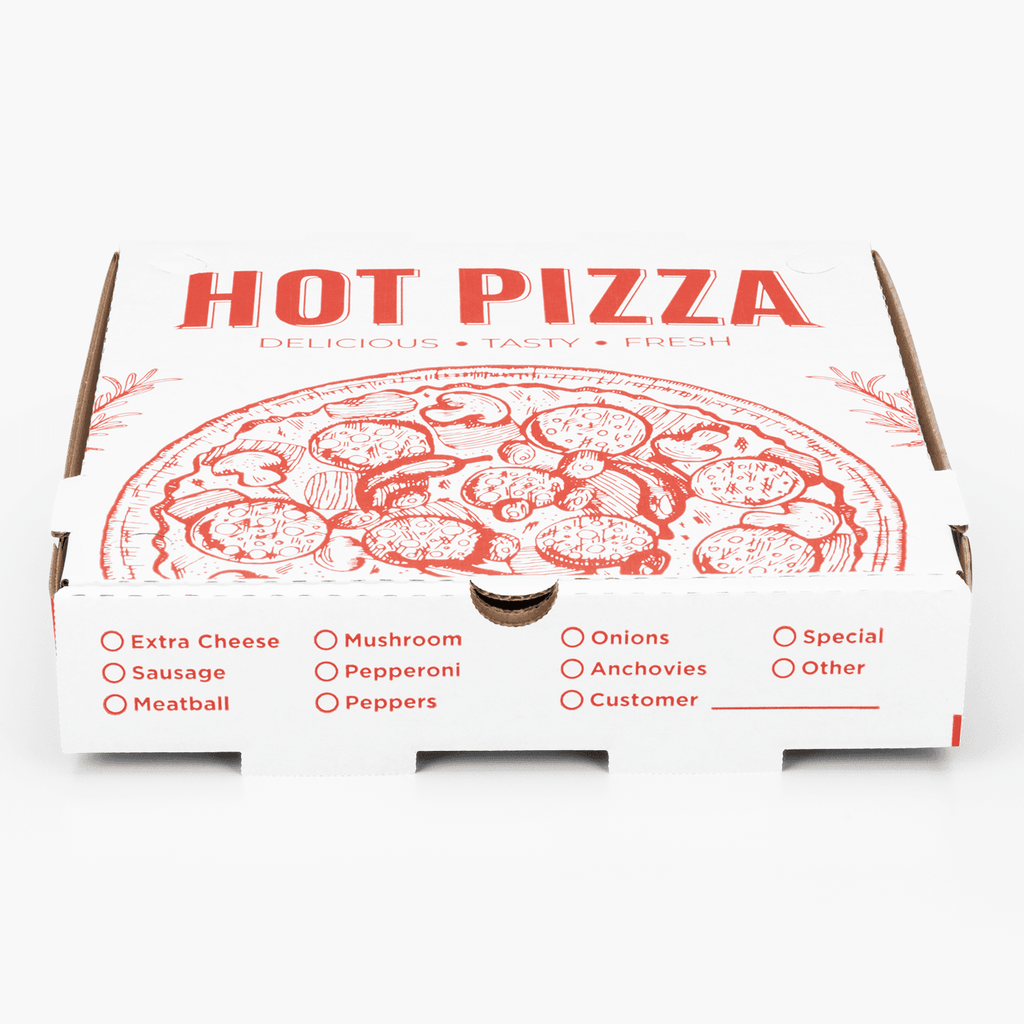 [50 ct] Corrugated Pizza Box, 10''x10''x2'', Generic Print
