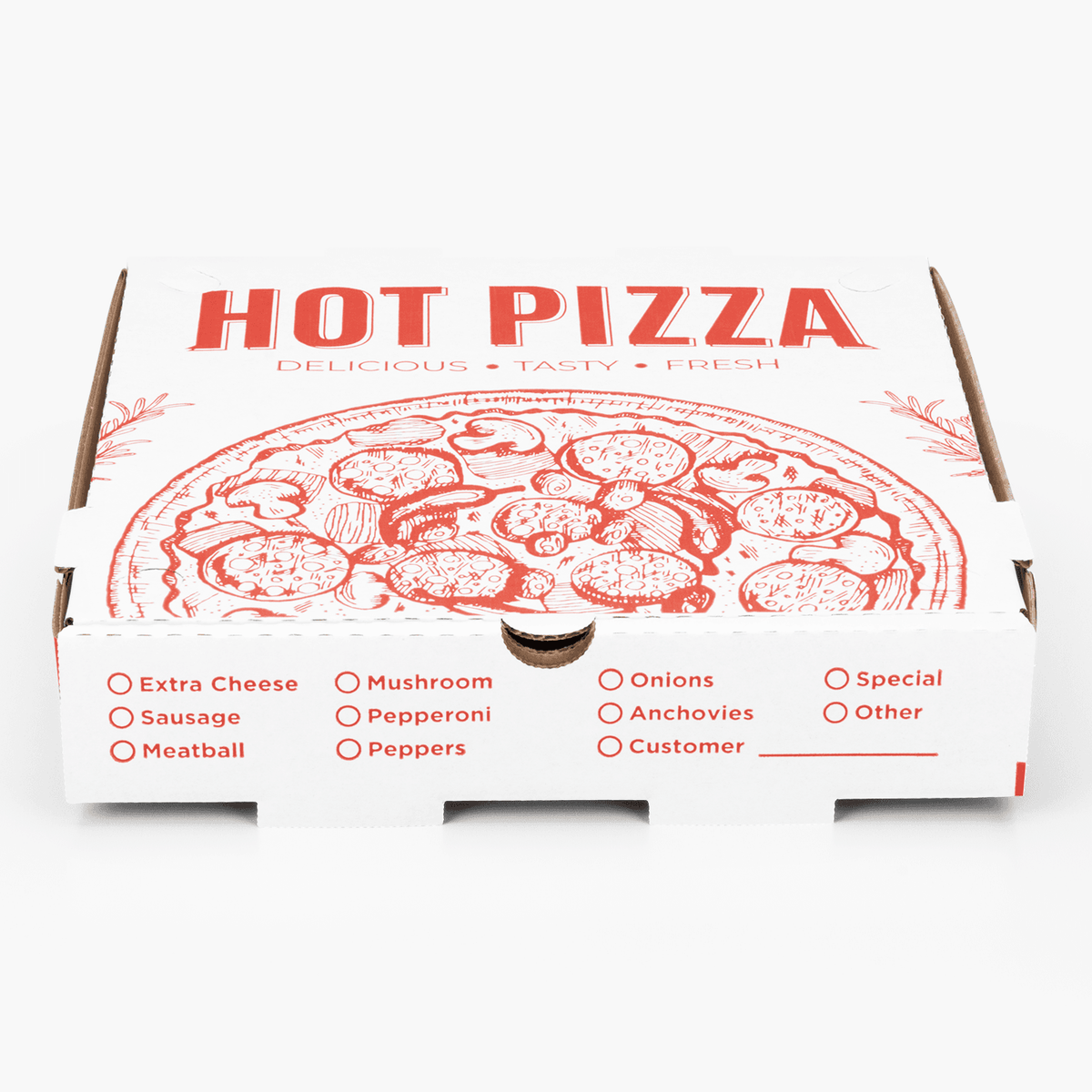 [50 ct] Corrugated Pizza Box, 10''x10''x2'', Generic Print