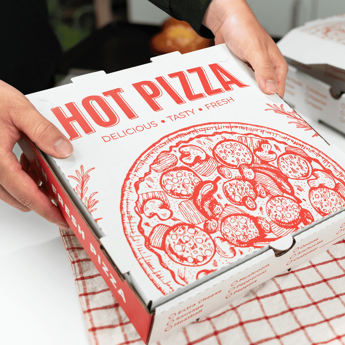 [50 ct] Corrugated Pizza Box, 10''x10''x2'', Generic Print