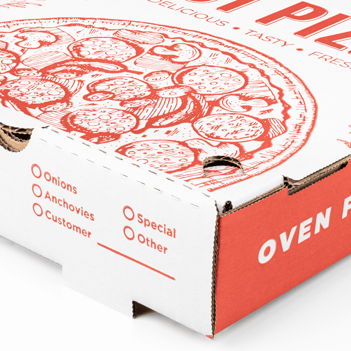 [50 ct] Corrugated Pizza Box, 10''x10''x2'', Generic Print