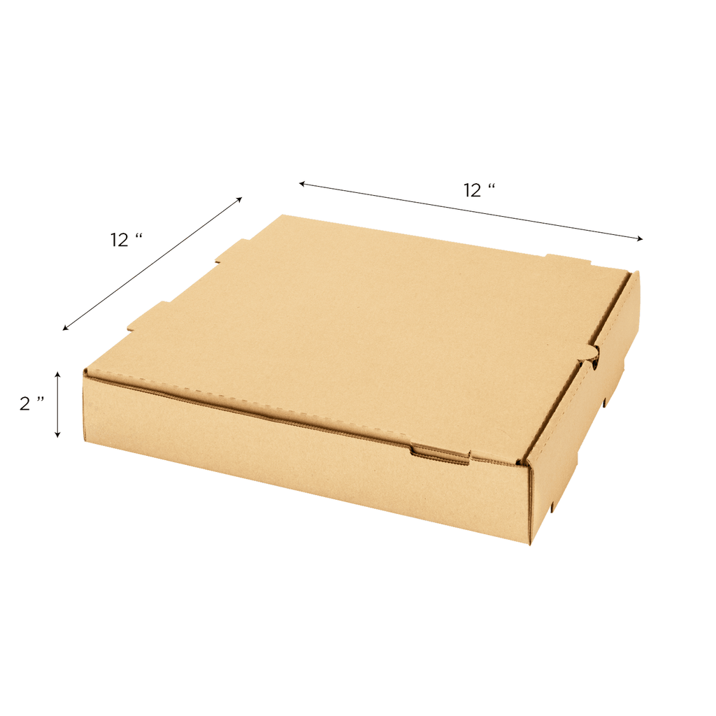[50 ct] Corrugated Pizza Box, 12''x12''x2'', Kraft
