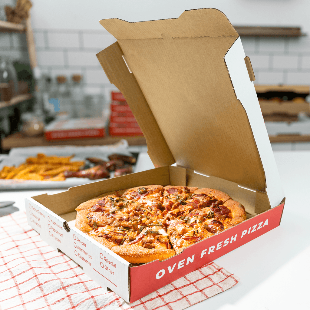 [50 ct] Corrugated Pizza Box, 14''x14''x2'', Generic Print