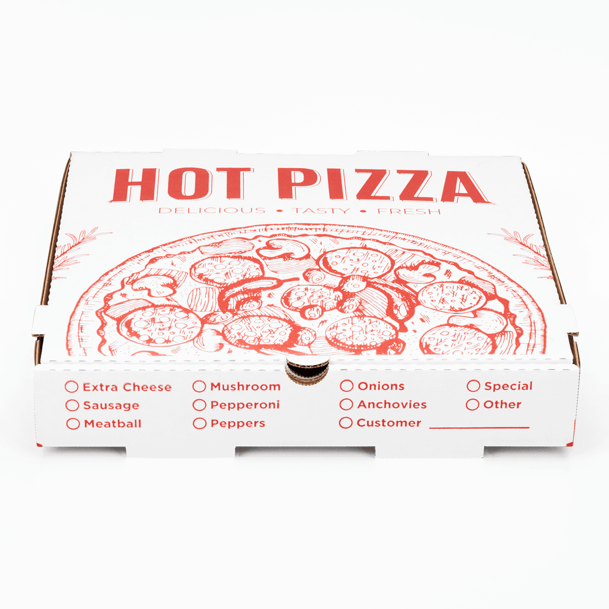 [50 ct] Corrugated Pizza Box, 12''x12''x2'', Generic Print