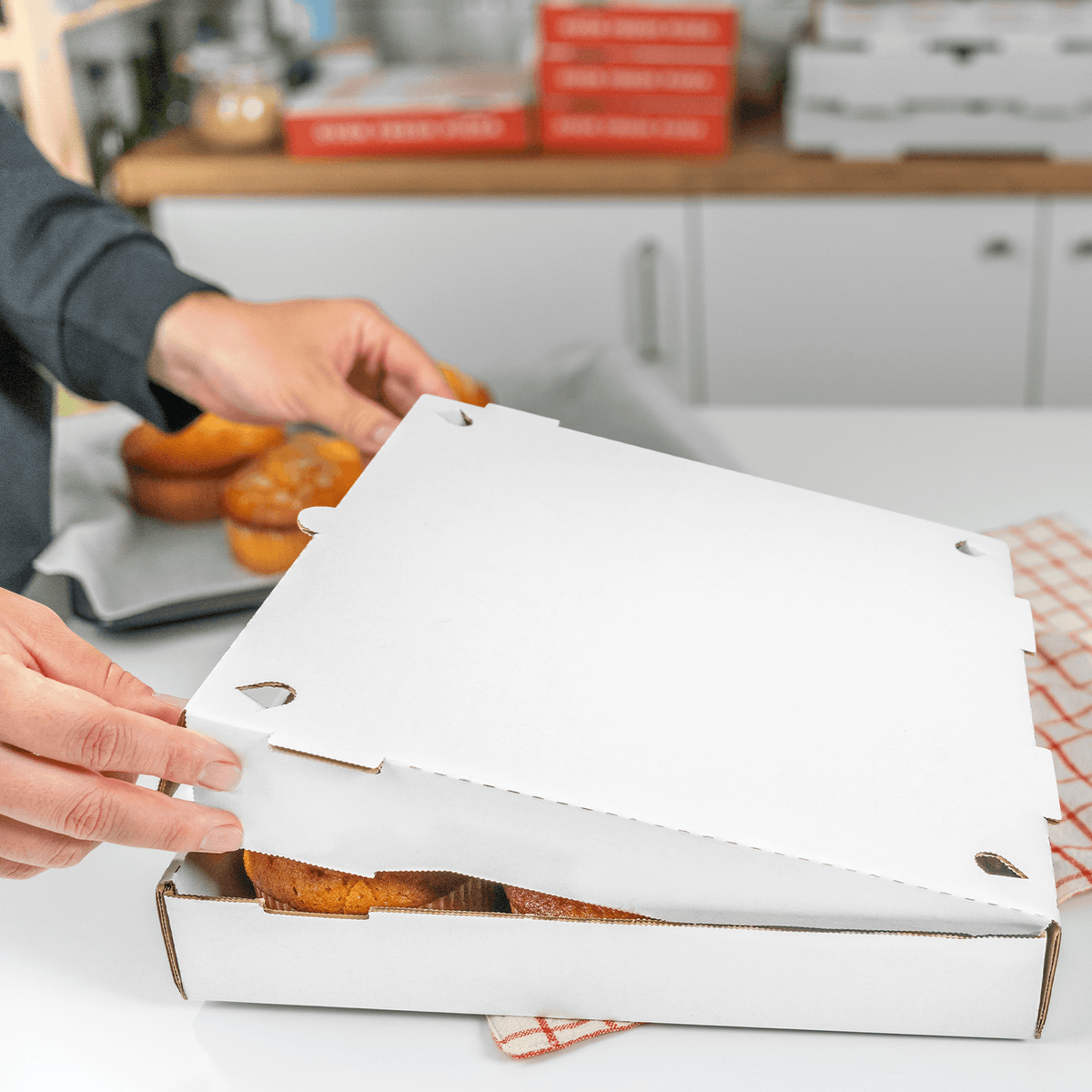 [50 ct] Corrugated Pizza Box, 12''x12''x2'', White