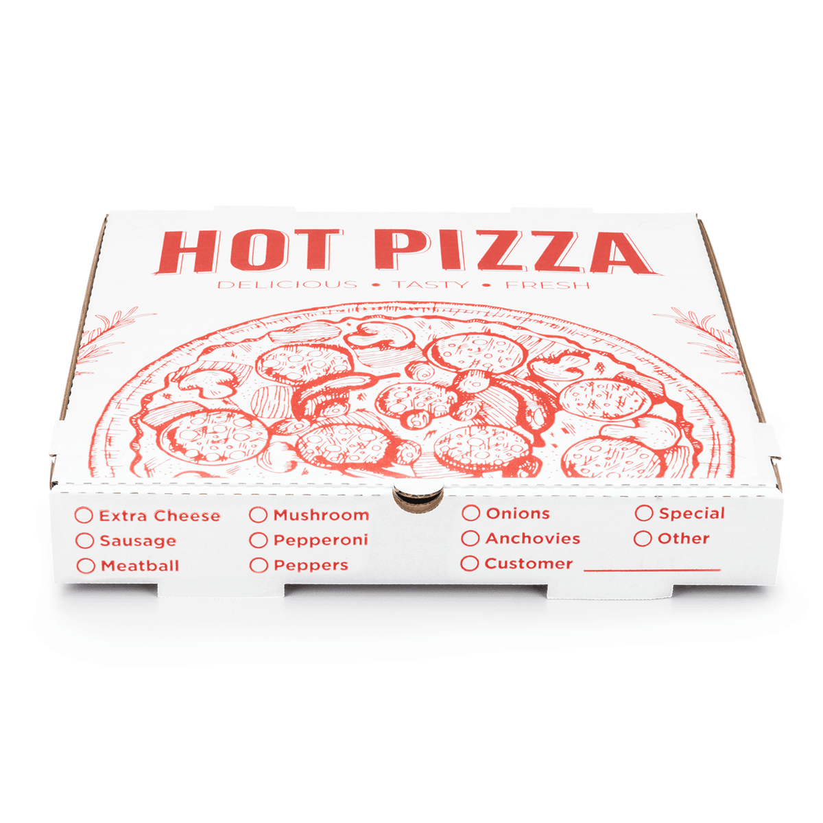 [50 ct] Corrugated Pizza Box, 14''x14''x2'', Generic Print