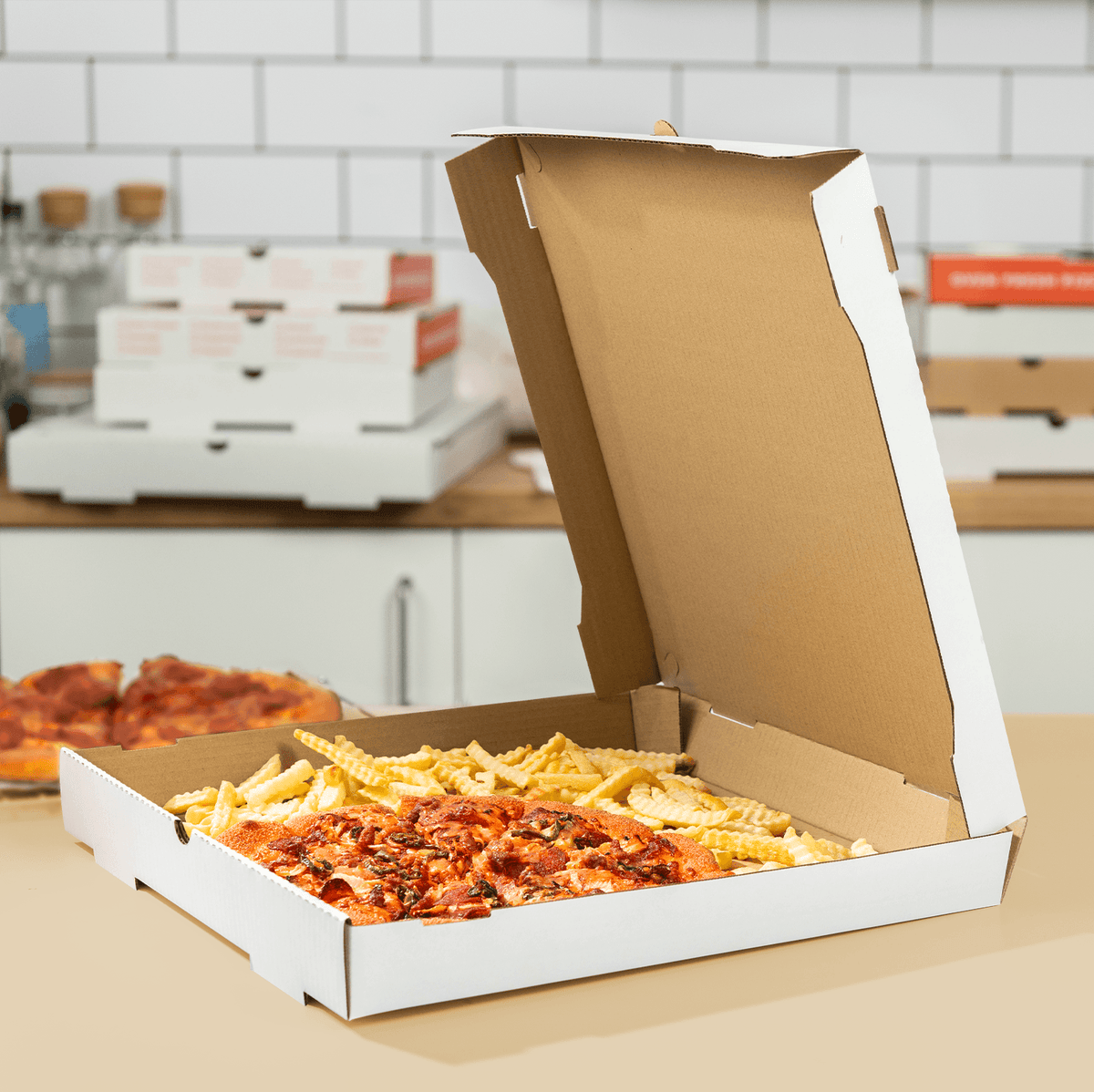 [50 ct] Corrugated Pizza Box, 16''x16''x2'', White