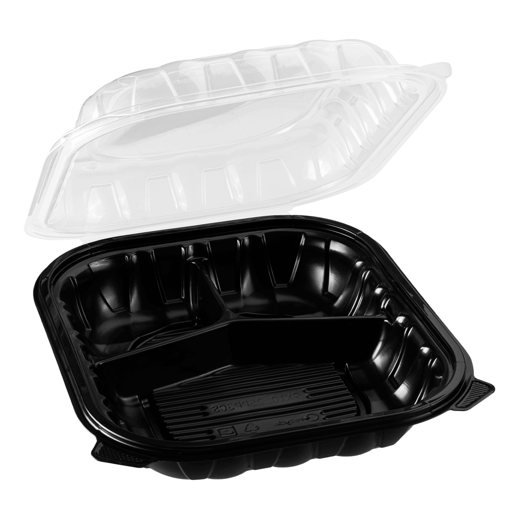 [150 ct] 10.25" x 9" 3-Comparment Premium PP Hinged Container