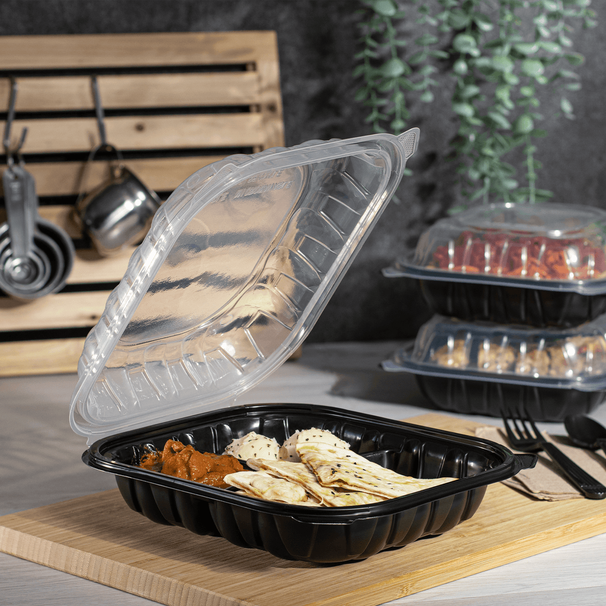 [150 ct] 10.25" x 9" 3-Comparment Premium PP Hinged Container