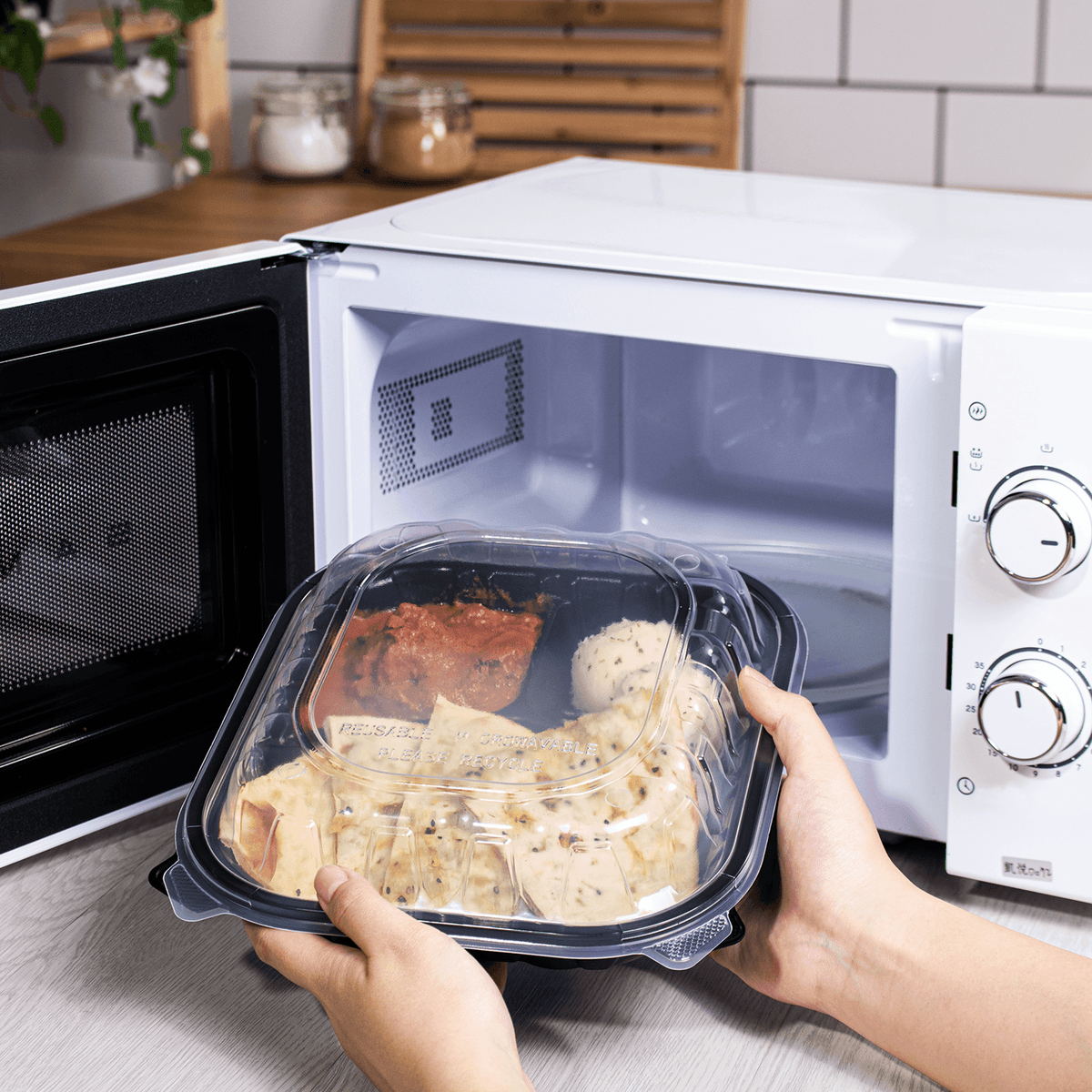[150 ct] 10.25" x 9" 3-Comparment Premium PP Hinged Container