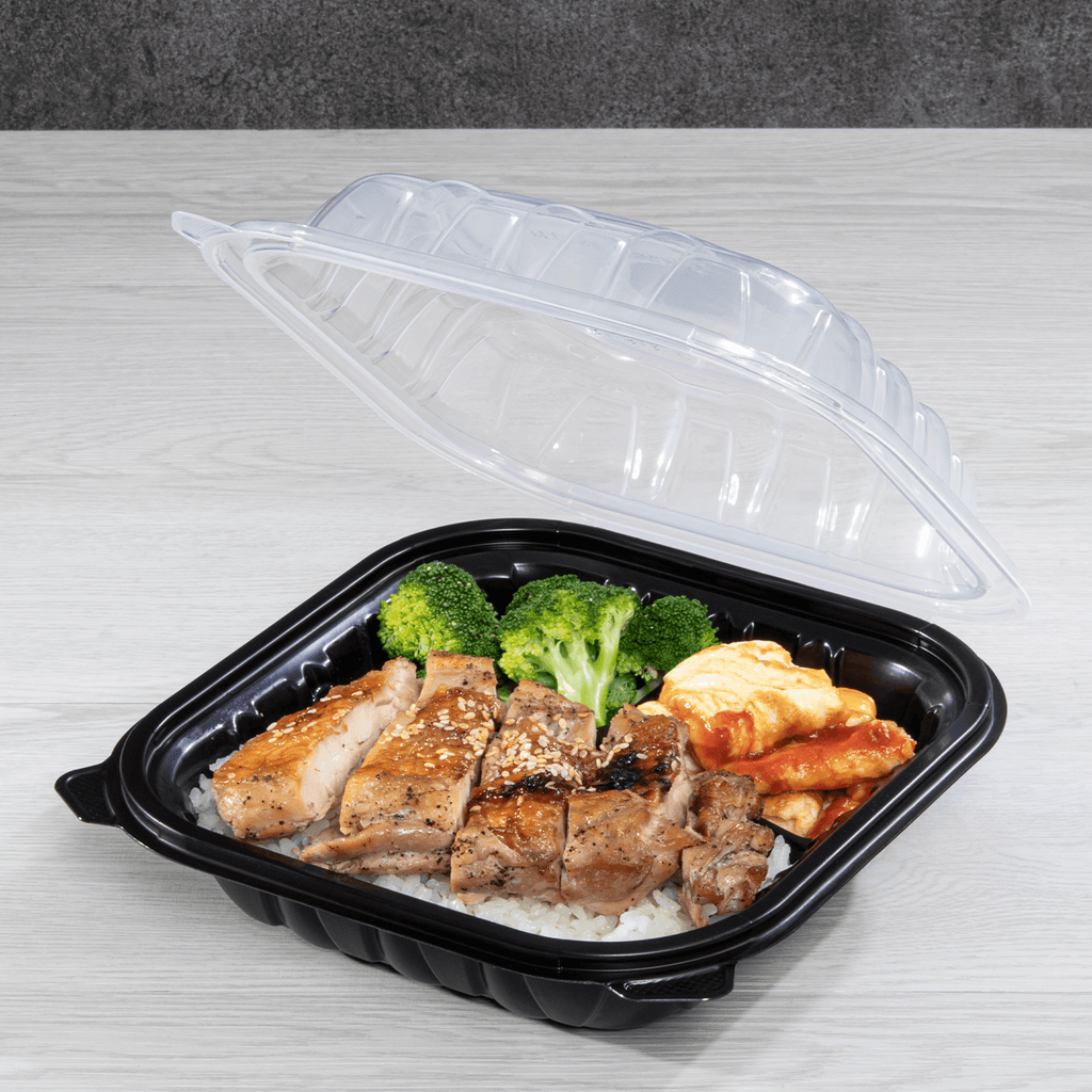[150 ct] 8" x 8" 3-Comparment Premium PP Hinged Container