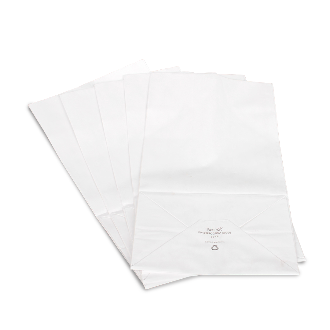 [500 ct] 20 lb Paper Bag, White