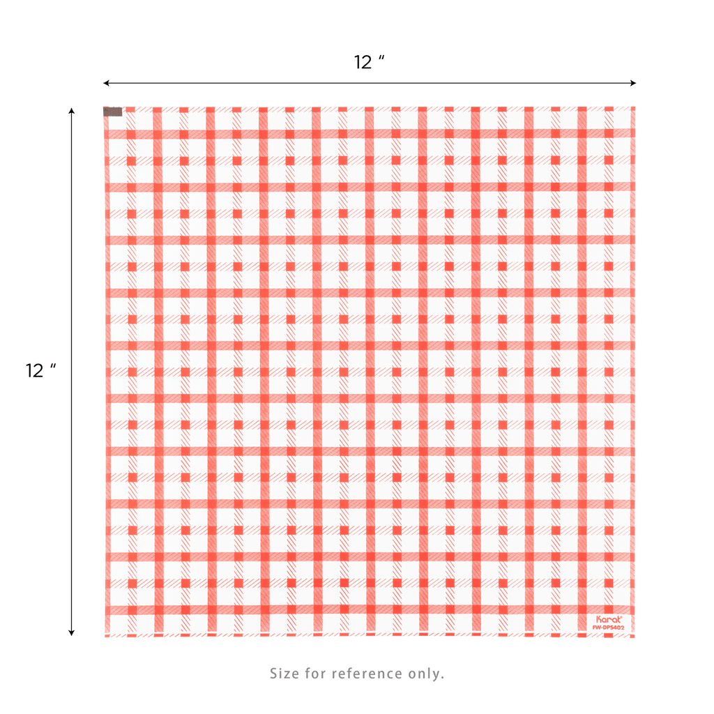 [5,000 sheets] 12" x 12" Grease Resistant Deli Wrap / Paper Liner Sheets, Shepherd's Check Red Pattern