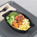 [150 sets] 24 oz PP Microwaveable Oval Food Container with Clear Lid, Black