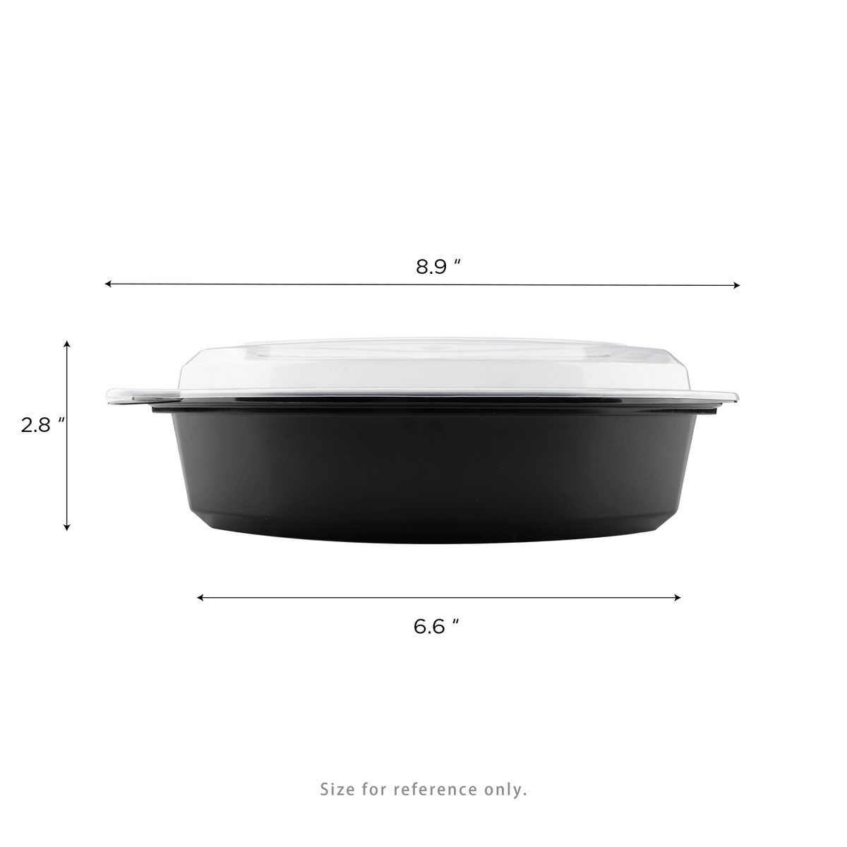 [150 sets] 24 oz PP Microwaveable Oval Food Container with Clear Lid, Black