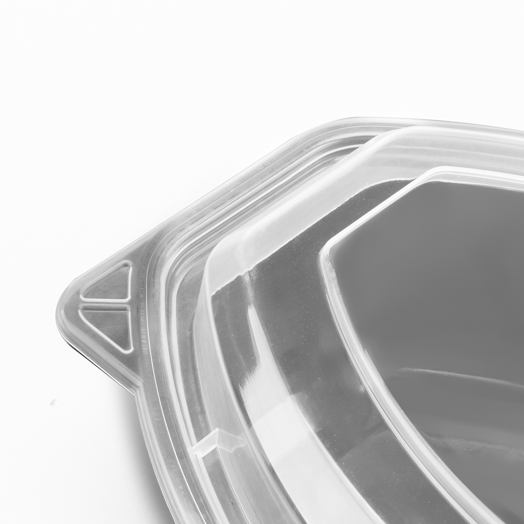 [150 sets] 24 oz PP Microwaveable Oval Food Container with Clear Lid, Black