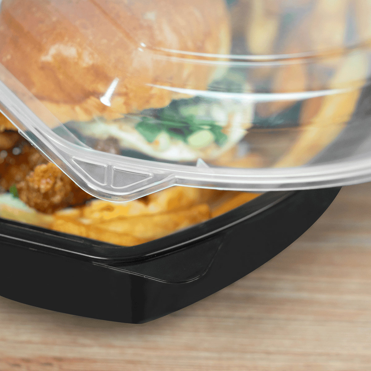 [150 sets] 32 oz PP Microwaveable Oval Food Container with Clear Lid, Black