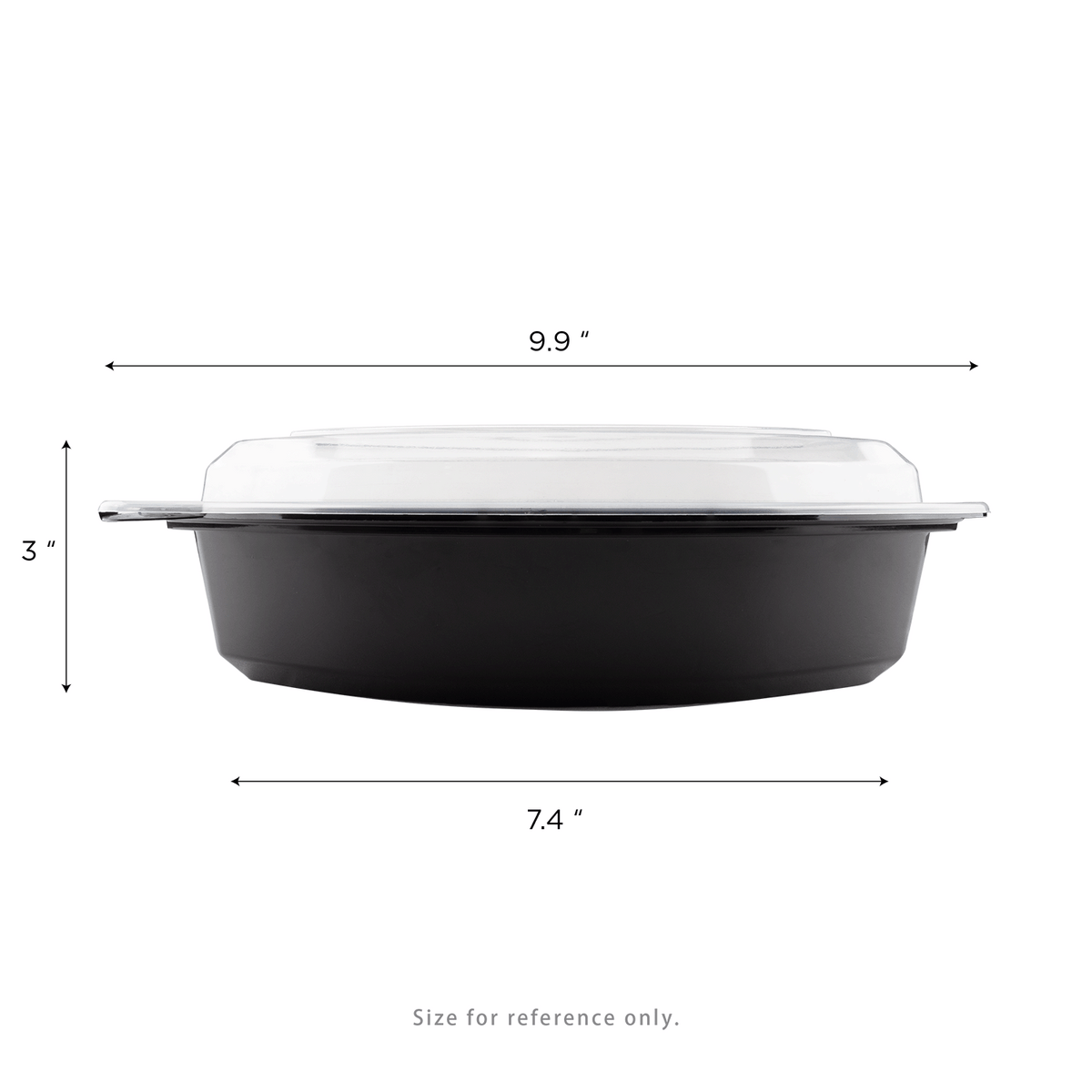 [150 sets] 32 oz PP Microwaveable Oval Food Container with Clear Lid, Black