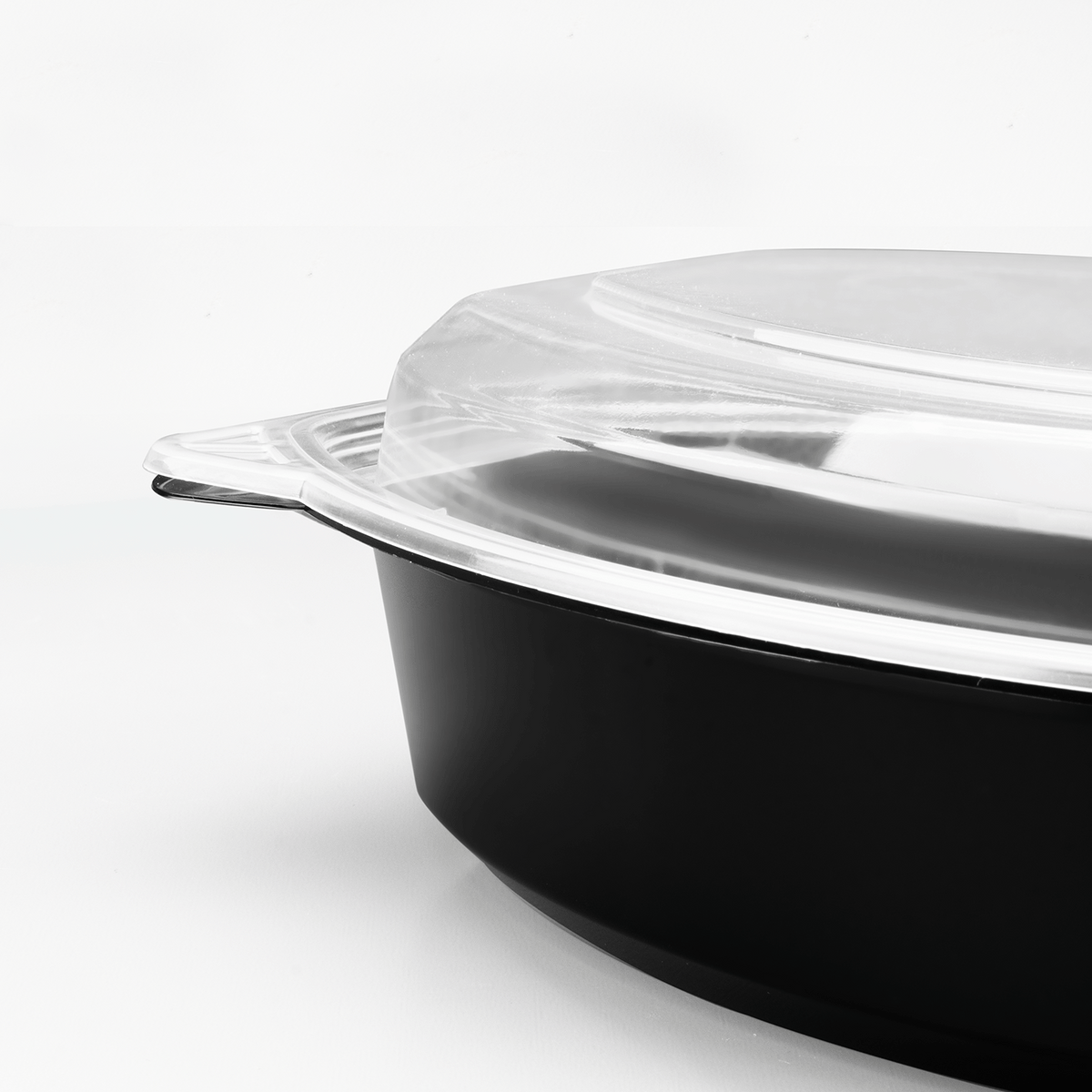 [150 sets] 32 oz PP Microwaveable Oval Food Container with Clear Lid, Black