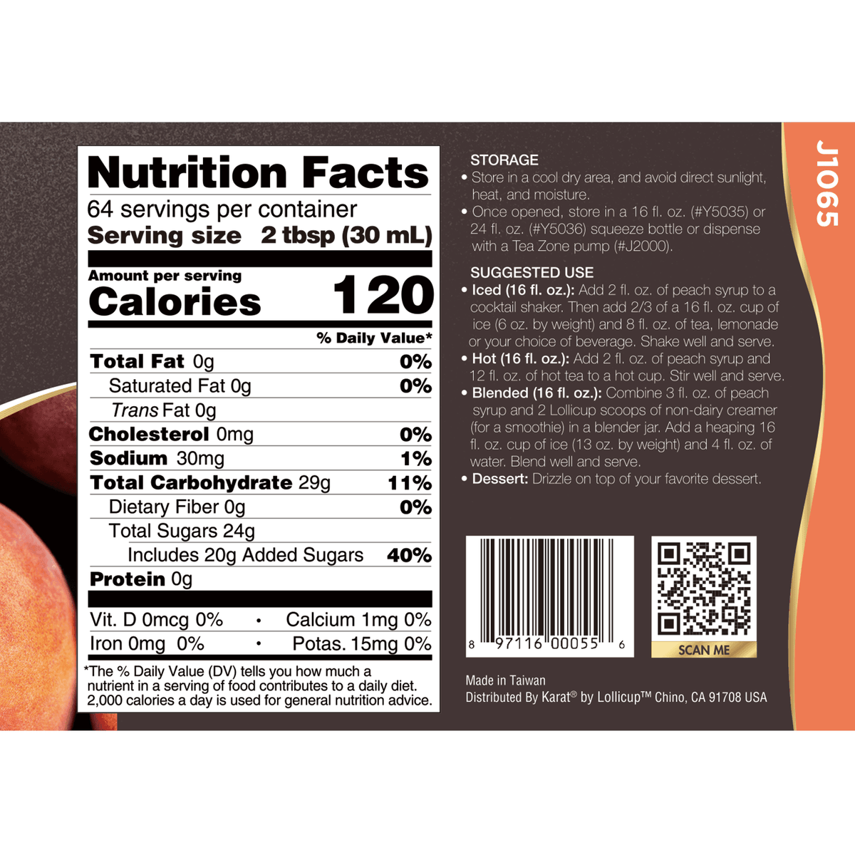 Peach Syrup - Bottle (64oz)