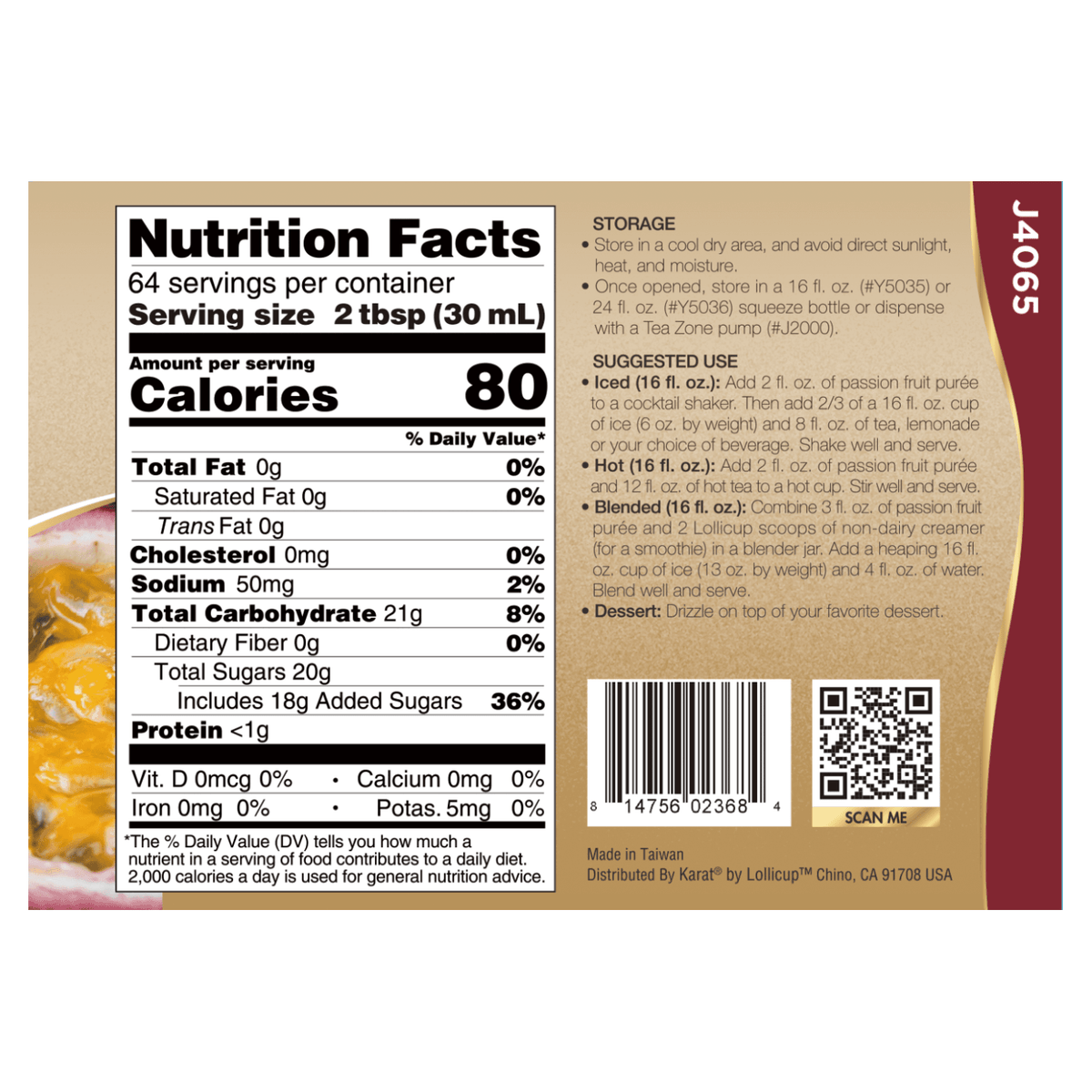 Passion Fruit Puree - Bottle (64oz)
