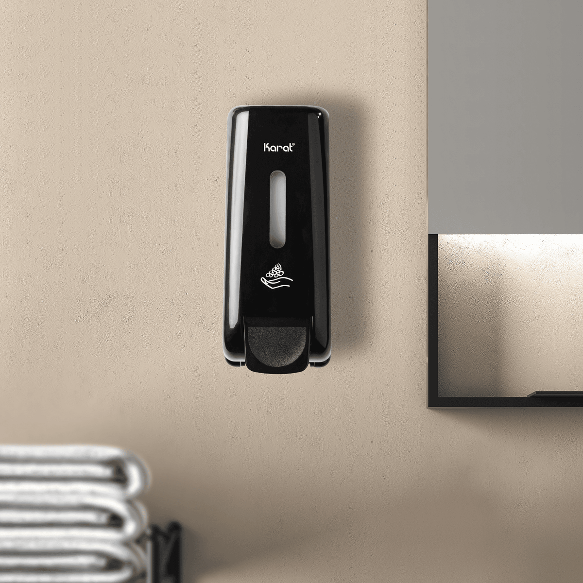 13.5oz Foaming Hand Soap Refillable Dispenser, Stand/Wall Mount, Black  - 1 unit