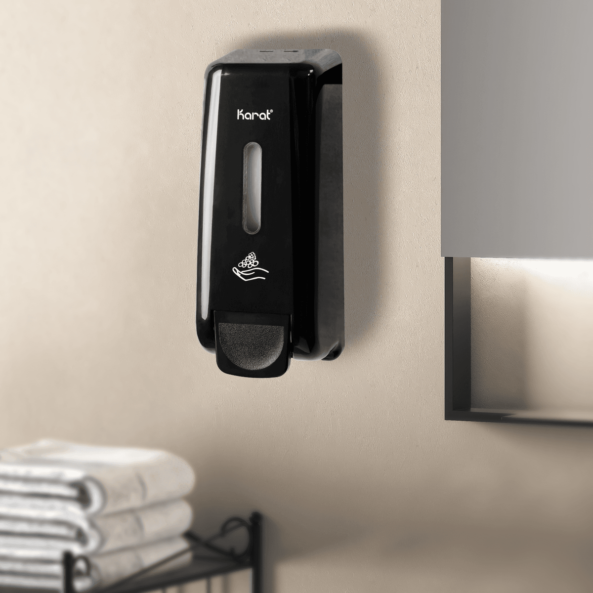 13.5oz Foaming Hand Soap Refillable Dispenser, Stand/Wall Mount, Black  - 1 unit