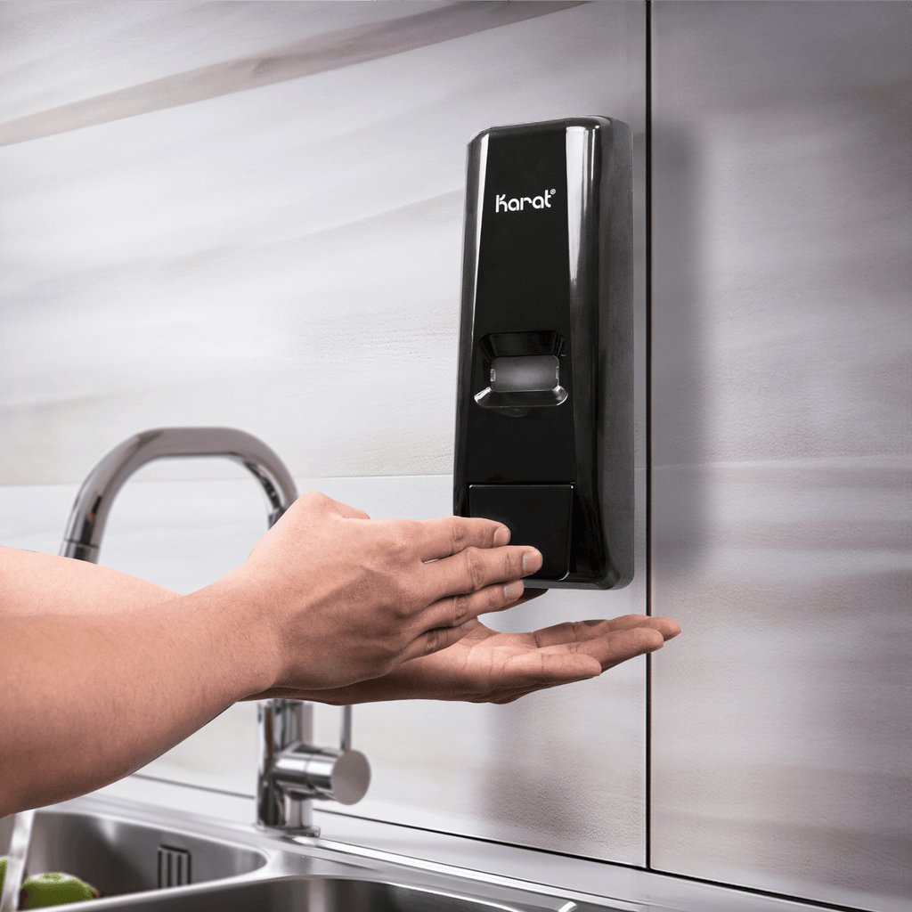 13.5oz Hand Soap Refillable Liquid Dispenser, Stand/Wall Mount, Black - 1 unit
