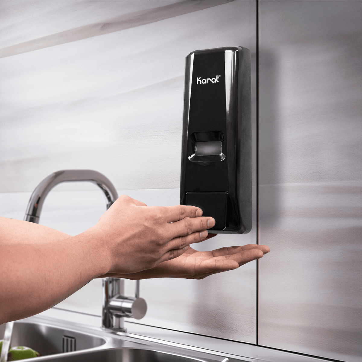 13.5oz Hand Soap Refillable Liquid Dispenser, Stand/Wall Mount, Black - 1 unit