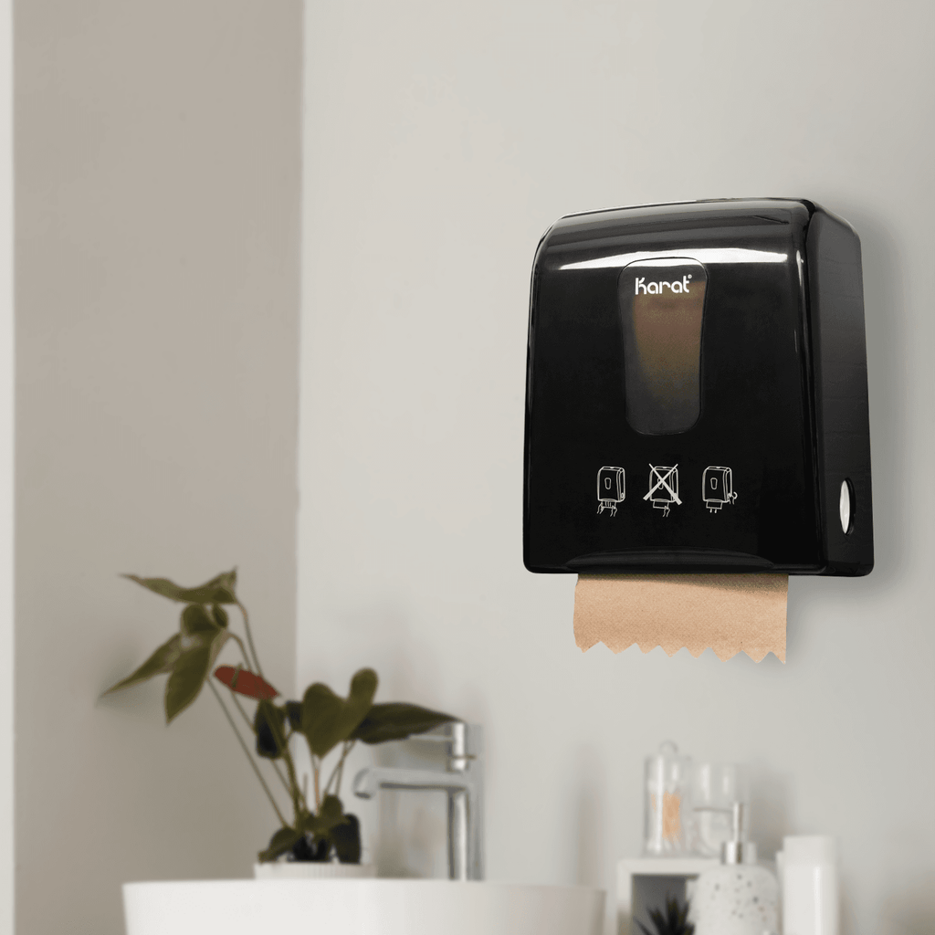 Auto-Cut Roll Towel Dispenser, Black - 1 unit