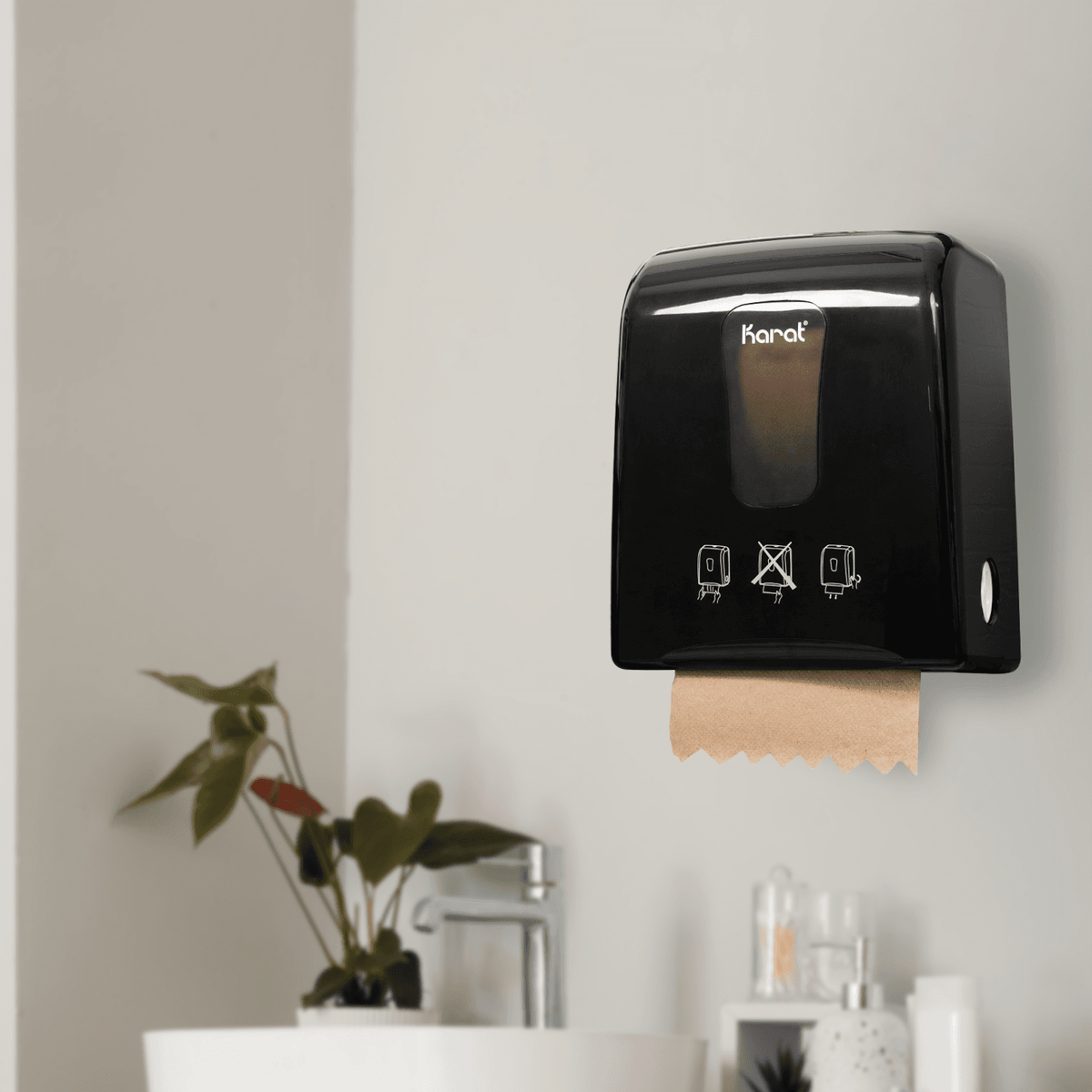 Auto-Cut Roll Towel Dispenser, Black - 1 unit
