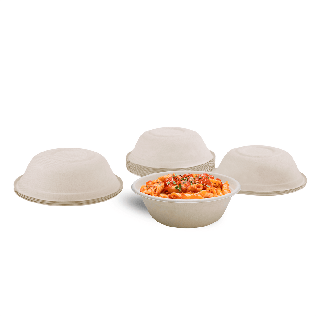 Karat Earth 32oz Molded Fiber Round Bowl, PFAS Free, Natural - 500 pcs