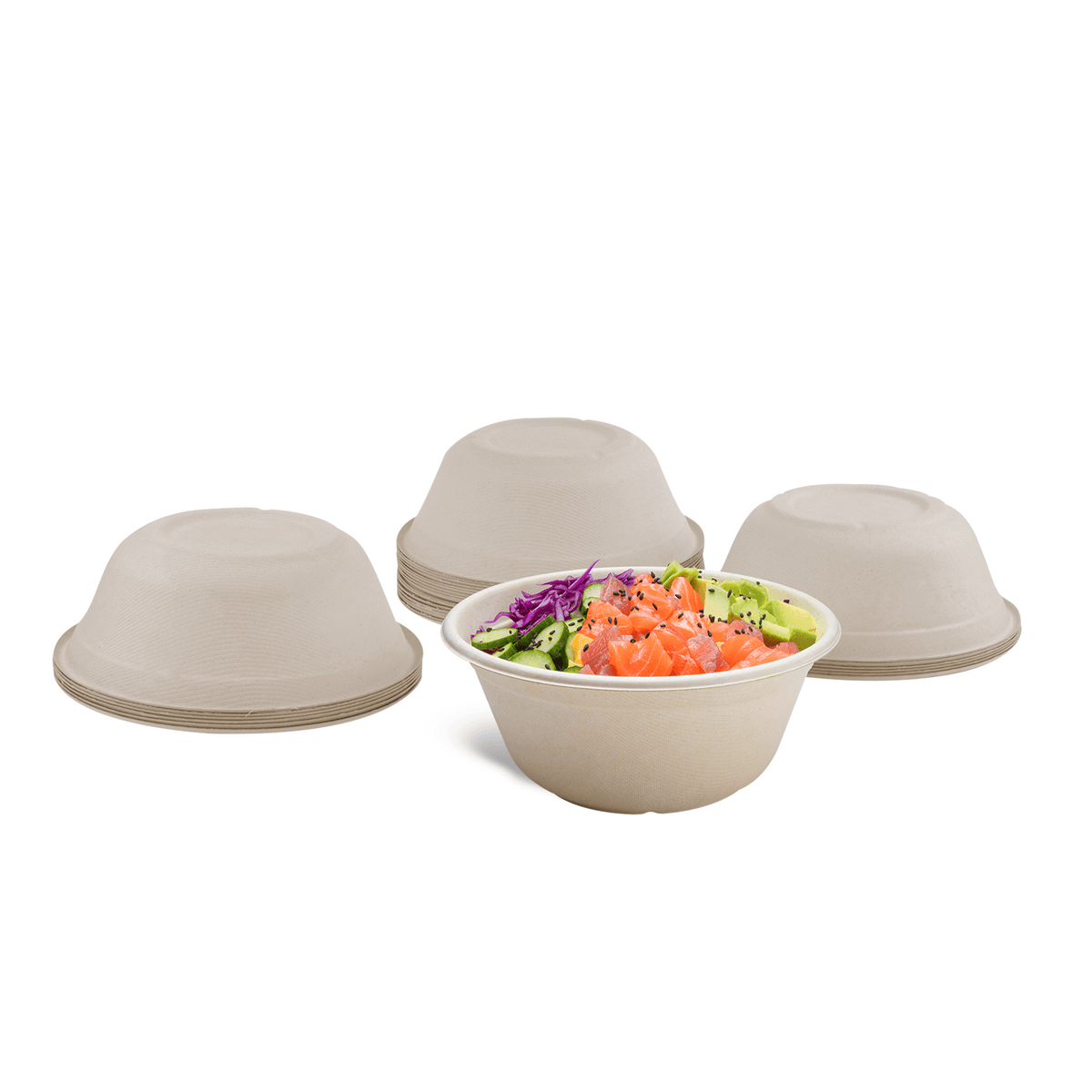 Karat Earth 40oz Molded Fiber Round Bowl, PFAS Free, Natural - 500 pcs