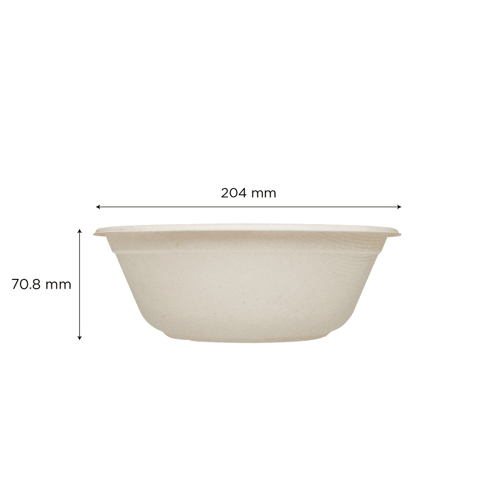 Karat Earth 40oz Molded Fiber Round Bowl, PFAS Free, Natural - 500 pcs