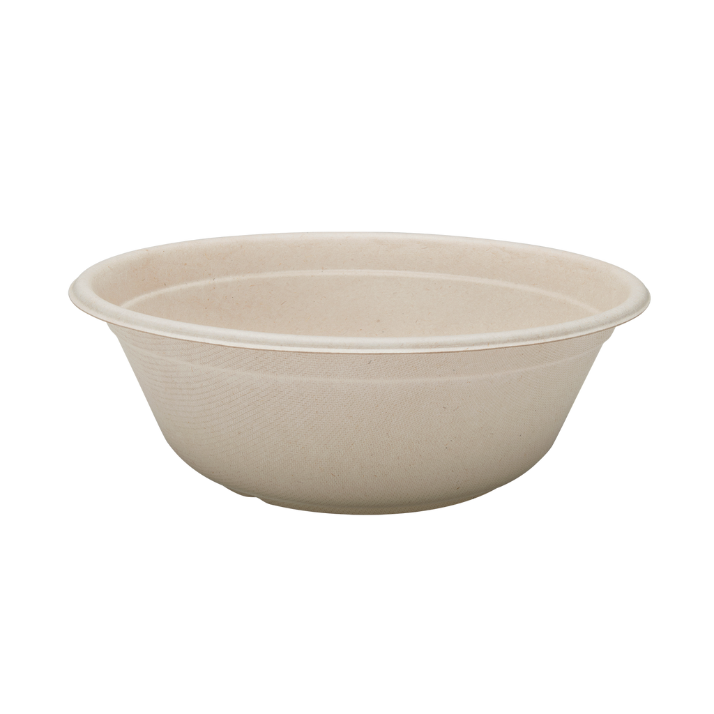 Karat Earth 40oz Molded Fiber Round Bowl, PFAS Free, Natural - 500 pcs
