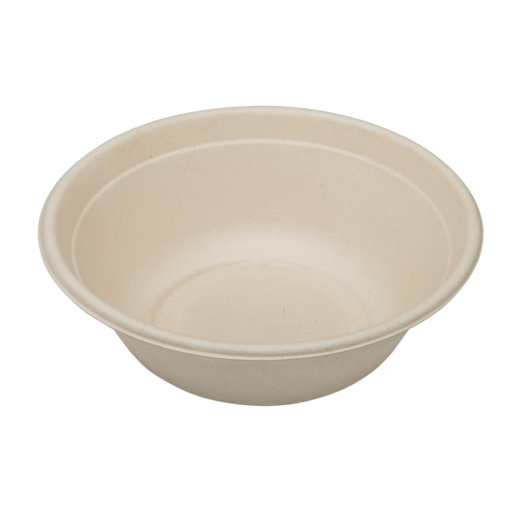 Karat Earth 40oz Molded Fiber Round Bowl, PFAS Free, Natural - 500 pcs