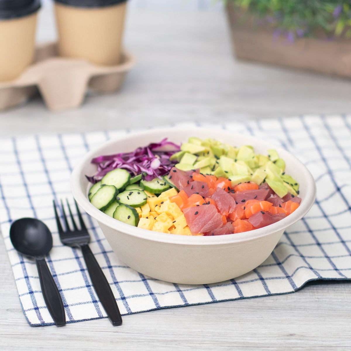 Karat Earth 40oz Molded Fiber Round Bowl, PFAS Free, Natural - 500 pcs