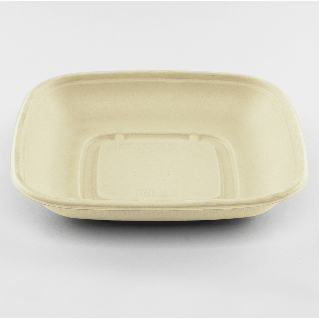 Karat Earth 24oz Molded Fiber Square Bowl, PFAS Free Containers, Natural - 300 pcs