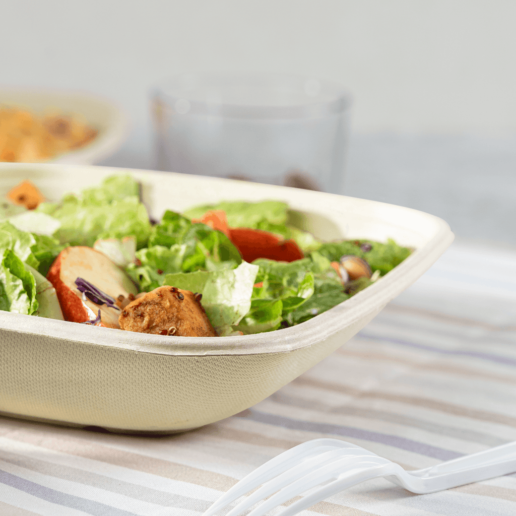 Karat Earth 32oz Molded Fiber Square Bowl, PFAS Free Containers, Natural - 300 pcs