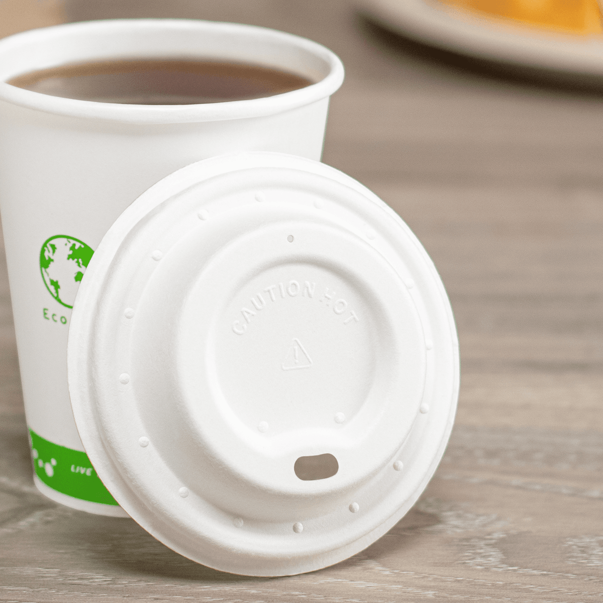 Karat Earth 80mm Bagasse Sipper Dome Lid for 8oz Hot Cup, White - 500 pcs