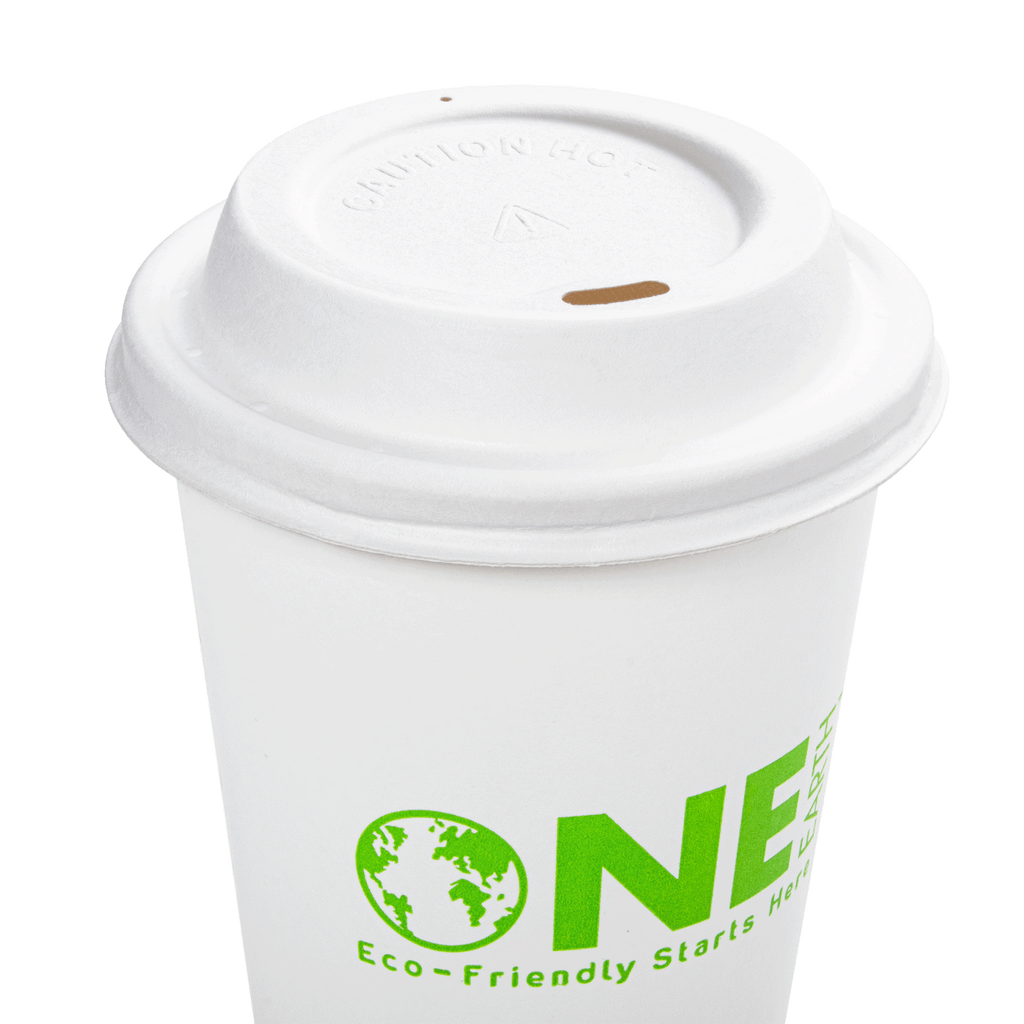 Karat Earth 90mm Bagasse Sipper Dome Lid for 10-24oz Hot Cup, White - 500 pcs