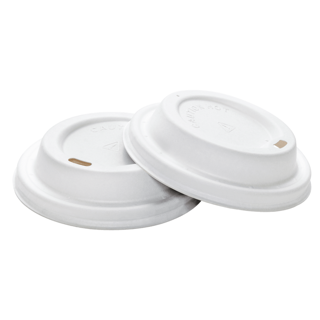 Karat Earth 90mm Bagasse Sipper Dome Lid for 10-24oz Hot Cup, White - 500 pcs