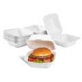 Karat Earth 6''x6'' Molded Fiber Hinged Containers, PFAS Free, White - 500 pcs