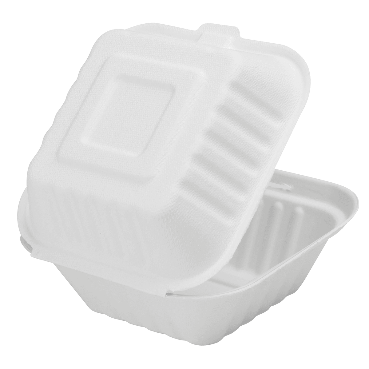 Karat Earth 6''x6'' Molded Fiber Hinged Containers, PFAS Free, White - 500 pcs