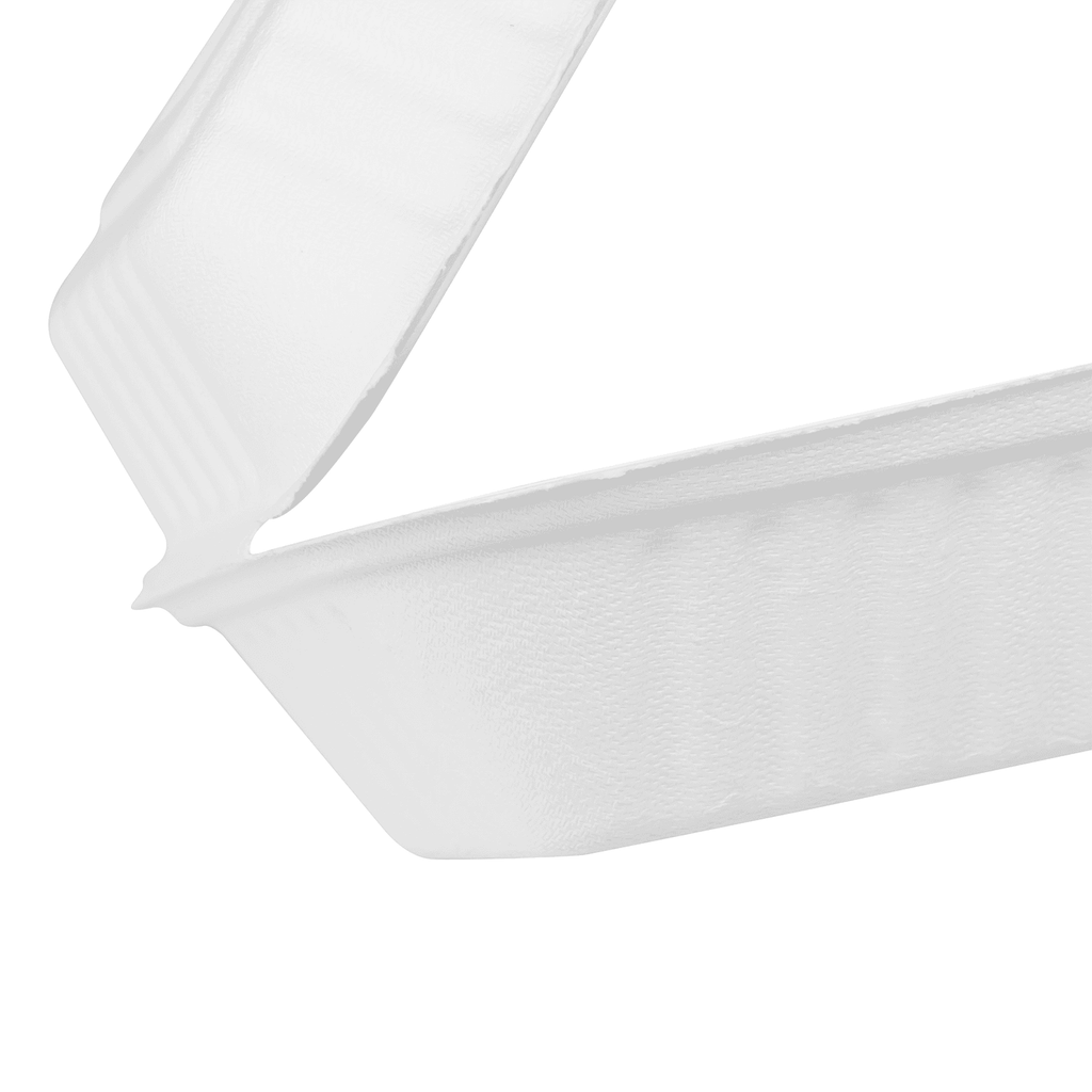 Karat Earth 6''x6'' Molded Fiber Hinged Containers, PFAS Free, White - 500 pcs