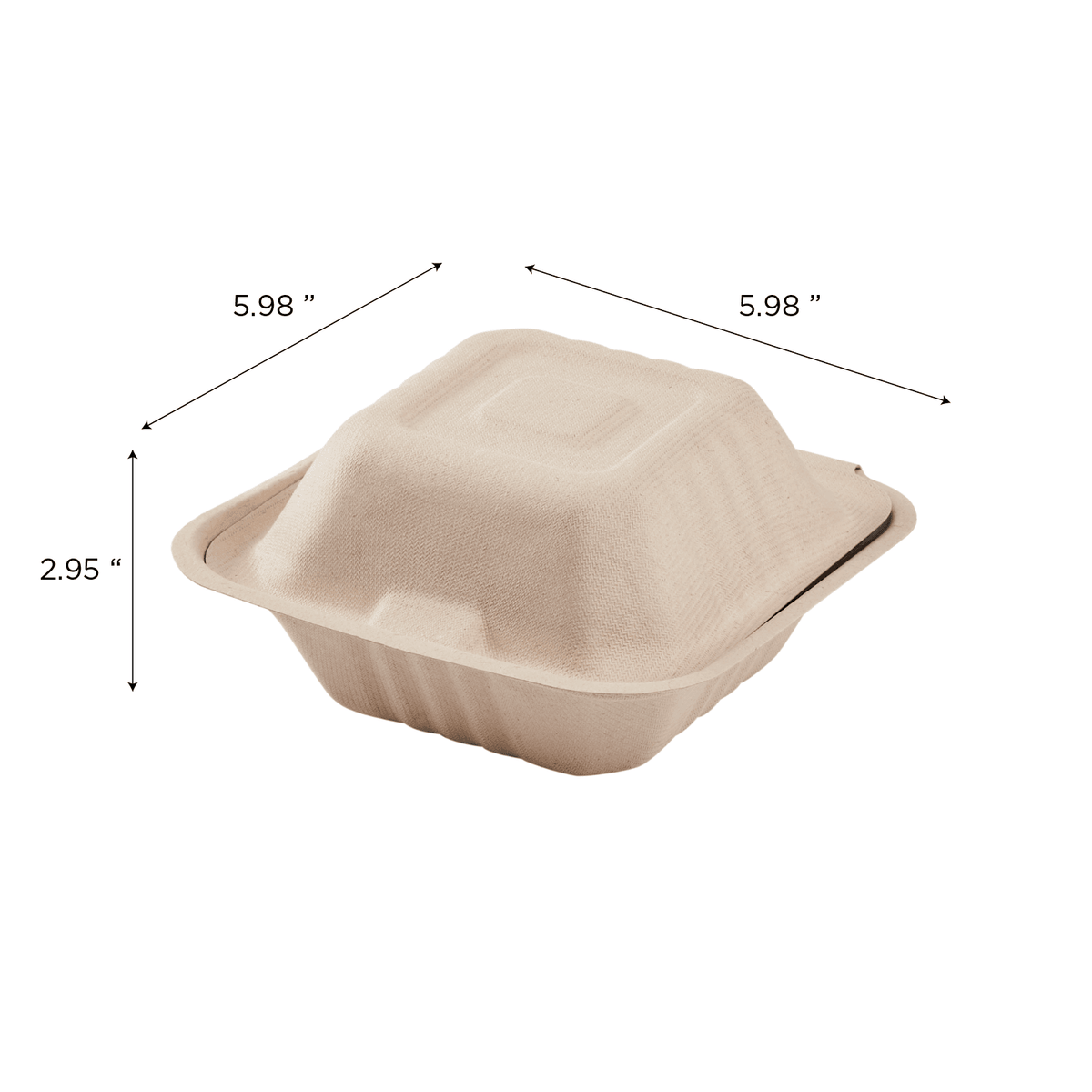 Karat Earth 6''x6'' Molded Fiber Hinged Containers, PFAS Free, Natural - 500 pcs