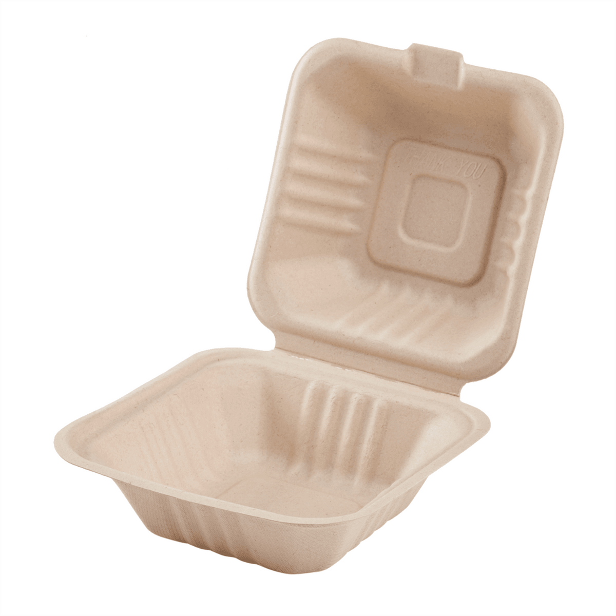 Karat Earth 6''x6'' Molded Fiber Hinged Containers, PFAS Free, Natural - 500 pcs