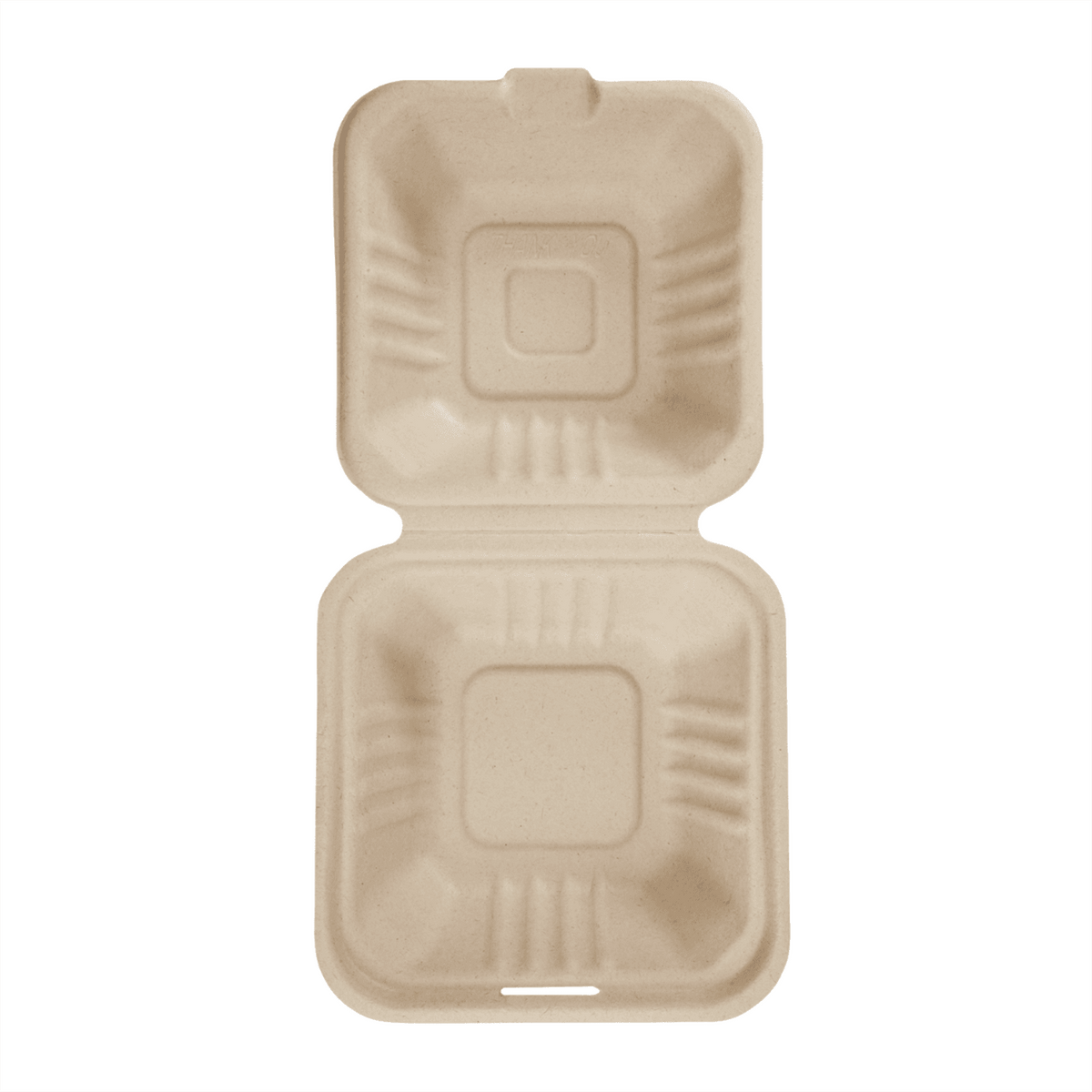 Karat Earth 6''x6'' Molded Fiber Hinged Containers, PFAS Free, Natural - 500 pcs