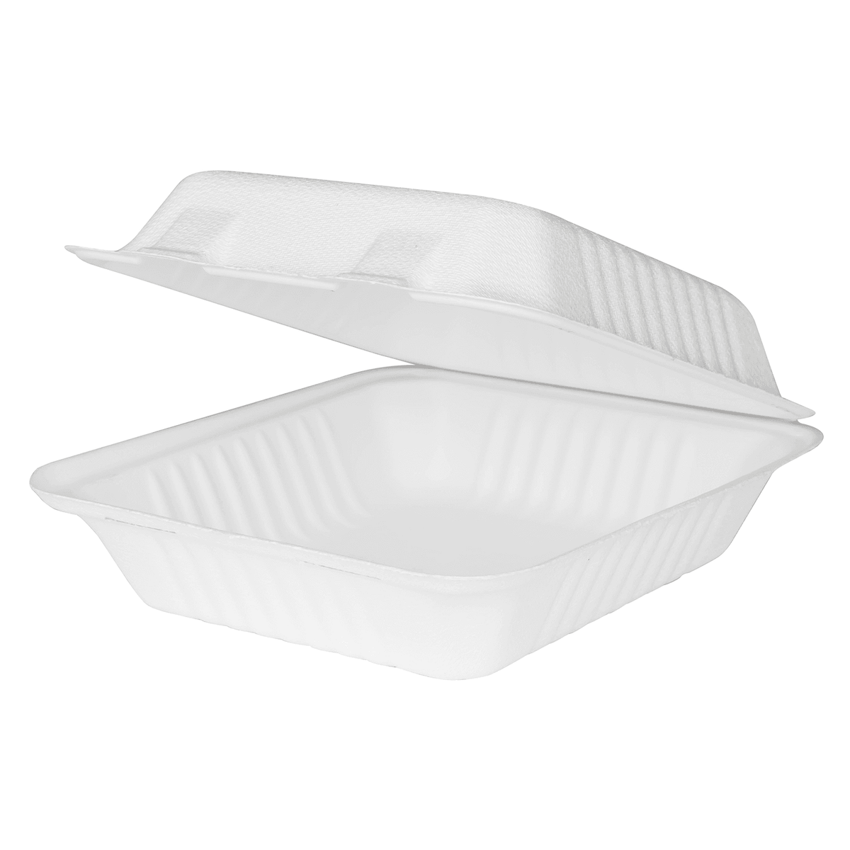 Karat Earth 8''x8'' Molded Fiber Hinged Containers, PFAS Free, White - 200 pcs