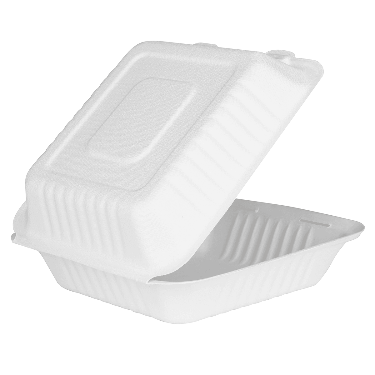Karat Earth 8''x8'' Molded Fiber Hinged Containers, PFAS Free, White - 200 pcs