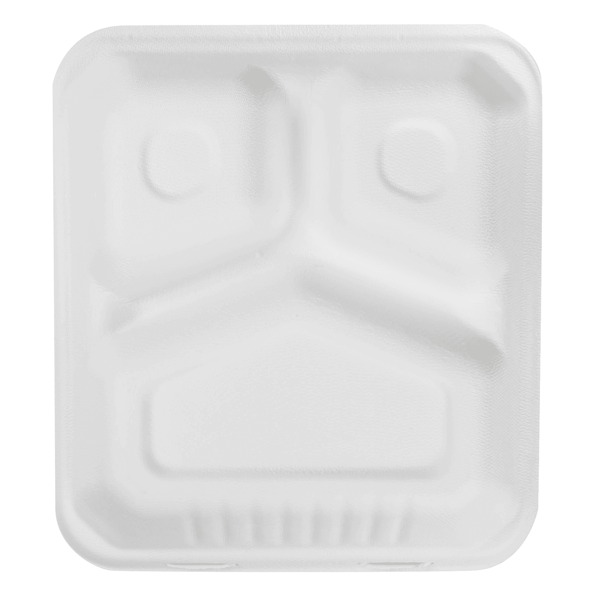 Karat Earth 3 Compartments, 8''x8'' Molded Fiber Hinged Containers, PFAS Free, White - 200 pcs